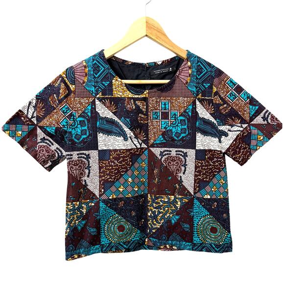 Cotonou Couture Small Patchwork Paisley Patterned Top Summer African Lightweight - Picture 1 of 9